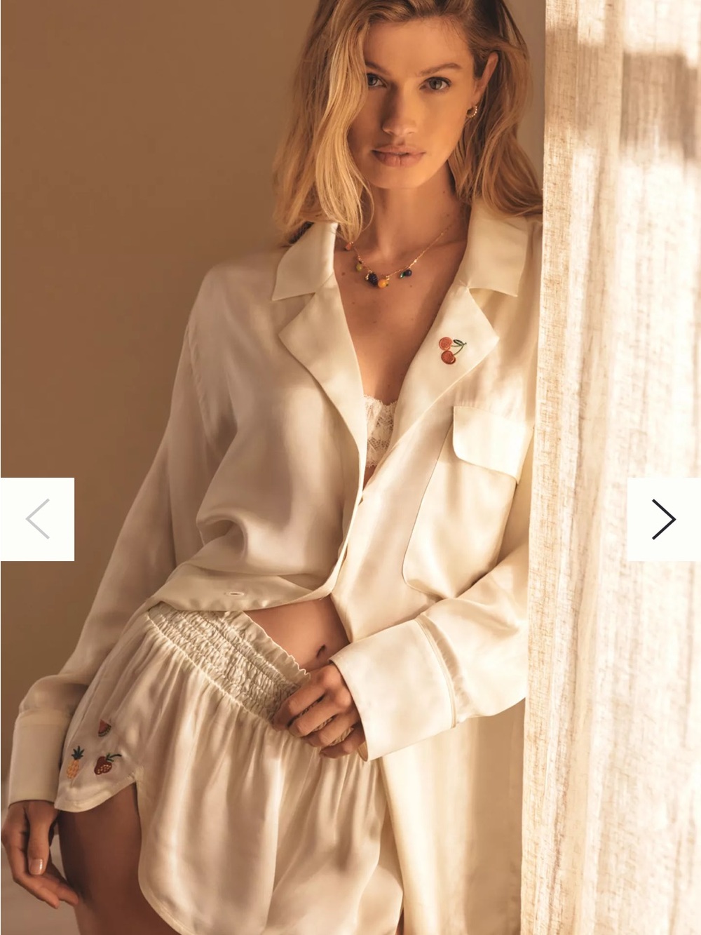 Silky Cream Women's Pajama Set - Luxurious Sleep Shirt & Shorts